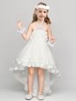 Halter Top Sleeveless Flower Girl Dresses for Less High Low Appliques and Bowknot White Organza