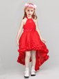 Best Halter Top Sleeveless Appliques and Bowknot Zipper Flower Girl Dress