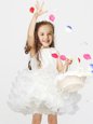 Scoop Sleeveless Flower Girl Dresses Mini Length Lace and Ruffles White Organza
