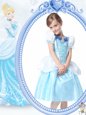 Excellent Scoop Short Sleeves Knee Length Clasp Handle Flower Girl Dress White and Blue and In for Quinceanera and Wedding Party with Beading