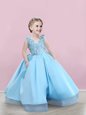 Sexy Satin Sleeveless Floor Length Toddler Flower Girl Dress and Appliques