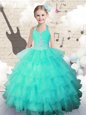 Halter Top Sleeveless Beading and Ruffled Layers Lace Up Little Girls Pageant Dress Wholesale
