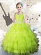 Sleeveless Beading and Ruffled Layers Lace Up Child Pageant Dress