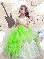 Affordable Ball Gowns Organza Scoop Sleeveless Beading and Ruffles Floor Length Lace Up Kids Formal Wear