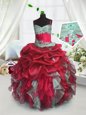Cute Sleeveless Beading and Ruffles Lace Up Little Girls Pageant Gowns
