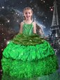 Sleeveless Floor Length Beading and Ruffles and Pick Ups Lace Up Little Girls Pageant Gowns with