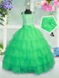 High End Sleeveless Beading and Ruffled Layers Floor Length Kids Pageant Dress