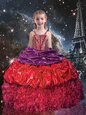Sleeveless Lace Up Floor Length Beading and Ruffles and Pick Ups Little Girls Pageant Gowns
