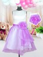 Lilac Scoop Neckline Hand Made Flower Little Girls Pageant Dress Sleeveless Zipper