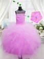 Floor Length Hot Pink Pageant Gowns For Girls Scoop Sleeveless Zipper