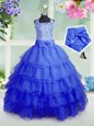 Sleeveless Beading and Ruffled Layers Zipper Little Girls Pageant Dress
