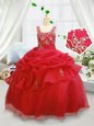 Sleeveless Lace Up Floor Length Beading and Pick Ups Girls Pageant Dresses