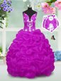 Organza Sleeveless Floor Length Child Pageant Dress and Beading and Ruffled Layers