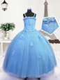 Green Sleeveless Beading and Ruffled Layers Floor Length Little Girls Pageant Gowns