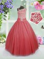 Latest Floor Length Ball Gowns Sleeveless Watermelon Red Little Girls Pageant Dress Wholesale Side Zipper