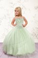 Floor Length Apple Green Little Girls Pageant Gowns Strapless Sleeveless Lace Up