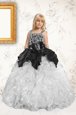 Cheap Silver Girls Pageant Dresses Party and Wedding Party and For with Beading and Pick Ups Straps Sleeveless Lace Up
