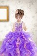 Modern Multi-color Sleeveless Beading and Ruffles and Sequins Floor Length Little Girls Pageant Dress Wholesale