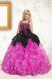 Eye-catching Organza Sleeveless Floor Length Little Girls Pageant Dress Wholesale and Beading and Ruffles