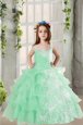 Stylish Organza Sleeveless Floor Length Little Girls Pageant Dress Wholesale and Lace and Ruffled Layers