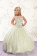 Apple Green Sleeveless Tulle Lace Up Kids Pageant Dress for Party and Wedding Party