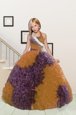 Halter Top Floor Length Lace Up Child Pageant Dress Purple and Orange and In for Party and Wedding Party with Beading and Ruffles
