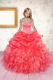 Organza Sleeveless Floor Length Little Girl Pageant Dress and Beading and Ruffles and Pick Ups