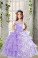 Sleeveless Beading and Ruffled Layers Lace Up Little Girls Pageant Dress Wholesale