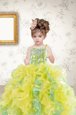 Admirable Beading and Appliques and Pick Ups Little Girls Pageant Dress Hot Pink Lace Up Sleeveless Floor Length
