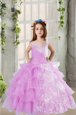 Organza Sleeveless Floor Length Girls Pageant Dresses and Lace and Ruffled Layers