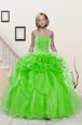 Sweetheart Sleeveless Little Girl Pageant Gowns Floor Length Beading and Pick Ups Organza