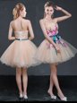 Peach Sleeveless Organza Lace Up Dress for Prom for Prom and Party
