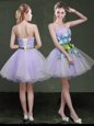 Charming Strapless Sleeveless Lace Up Prom Evening Gown Lavender Organza