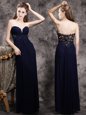 Stunning Floor Length Navy Blue Sweetheart Sleeveless Zipper