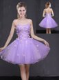 Lavender Organza Lace Up Sweetheart Sleeveless Mini Length Cocktail Dress Appliques
