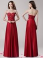 Captivating Sweetheart Sleeveless Elastic Woven Satin Prom Evening Gown Beading and Appliques and Bowknot Zipper