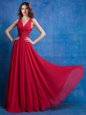 Gorgeous Floor Length Empire Sleeveless Red Homecoming Dress Backless