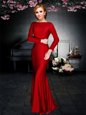 Wonderful Red Evening Dress Prom and For with Ruching Off The Shoulder Long Sleeves Zipper