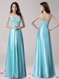 Flare Sweetheart Sleeveless Elastic Woven Satin Evening Dress Beading and Appliques and Bowknot Zipper