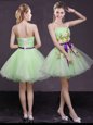 A-line Mother Of The Bride Dress Strapless Organza Sleeveless Mini Length Lace Up