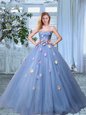 Noble With Train Baby Pink Quince Ball Gowns Sweetheart Sleeveless Brush Train Lace Up