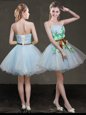 Cute Light Blue Sleeveless Organza Lace Up Prom Evening Gown for Prom and Party