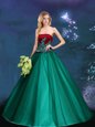 Dark Green Sleeveless Floor Length Appliques Lace Up Quinceanera Dresses