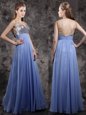 Customized Lavender Sleeveless Beading and Sequins Floor Length Prom Dress