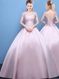 Scoop Cap Sleeves Satin Vestidos de Quinceanera Appliques Lace Up