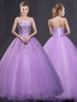Perfect Lavender Sweetheart Neckline Appliques Quinceanera Dress Sleeveless Lace Up