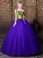 Unique One Shoulder Sleeveless Pattern Lace Up Quinceanera Dress