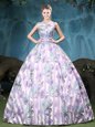 Straps Multi-color Sleeveless Tulle Lace Up Quinceanera Dresses for Military Ball and Sweet 16 and Quinceanera