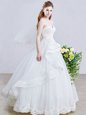 Tulle Sleeveless Floor Length Wedding Gown and Appliques