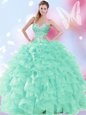 Wonderful Floor Length Apple Green Quinceanera Gowns Sweetheart Sleeveless Lace Up